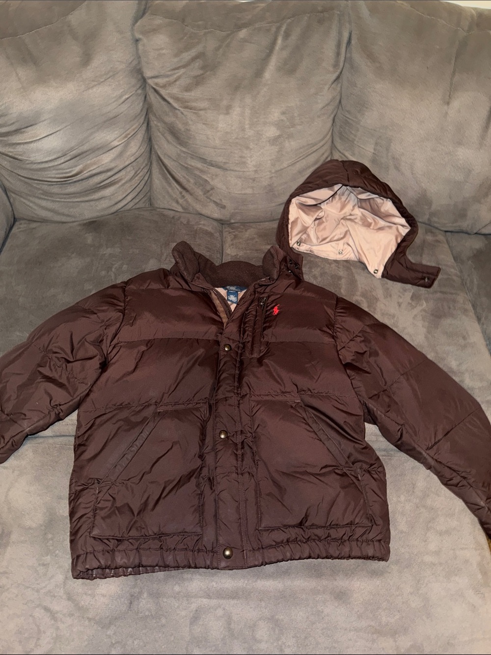 Polo by Ralph Lauren Brown Boys' Puffer Jacket with Detachable Hood